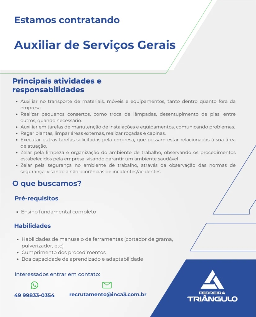 Auxiliar de Serviços Gerais