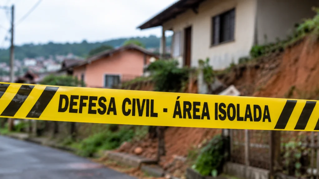 Defesa Civil de Luzerna interdita duas casas por risco de desmoronamento no Bairro São Francisco