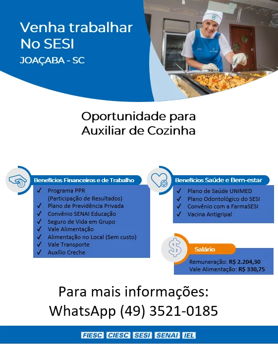 AUXILIAR DE COZINHA – JOAÇABA