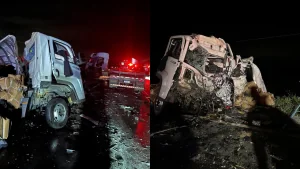 Colisão frontal entre caminhões deixa um morto e outro ferido na SC-416